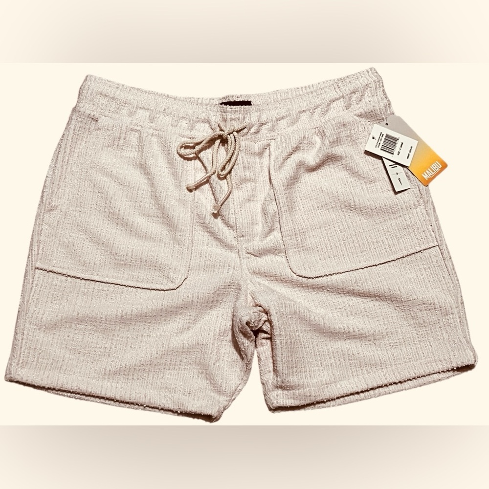 Malibu by‎ Drill Company men’s soft Pink Textured Shorts adjustable waist large